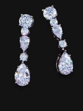 Glam Alert 🚨 Classic White Crystal Teardrop Drop Earrings - Women Jewelry